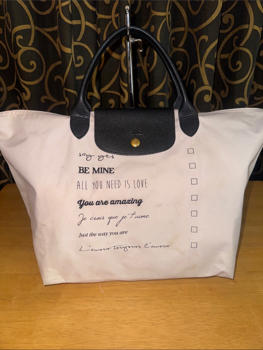 Longchamp Le Pliage RARE St. Valentine Limited Edition Checklist Tote Bag - Picture 1 of 12